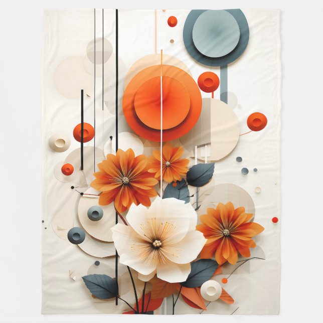Abstrakte geometrische Blumenmuster Fleecedecke (Vorderseite)