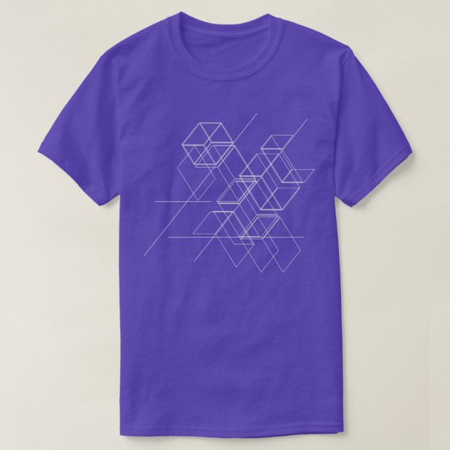 abstrakte geometrische Boxen, die am Himmel fliege T-Shirt (Design vorne)