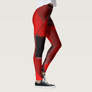 Abstrakte geometrische Dekoration in Rot Leggings
