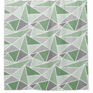Abstrakte geometrische Dreiecke, Größe grün, Grau Duschvorhang