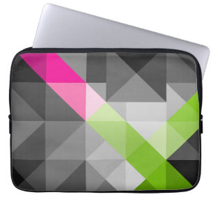 Abstrakte geometrische elegante Grau rosa grüne Fa Laptopschutzhülle