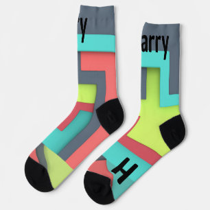 Abstrakte geometrische Farbe personalisiert Socken