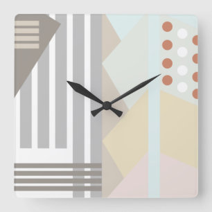 Abstrakte geometrische Figuren Quadratische Wanduhr