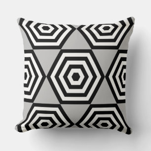 Abstrakte geometrische Form in Schwarz, Grau und W Kissen