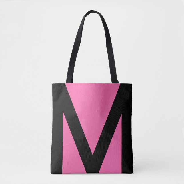 Abstrakte geometrische Form in Schwarz/Neon Pink Tasche (Vorderseite)