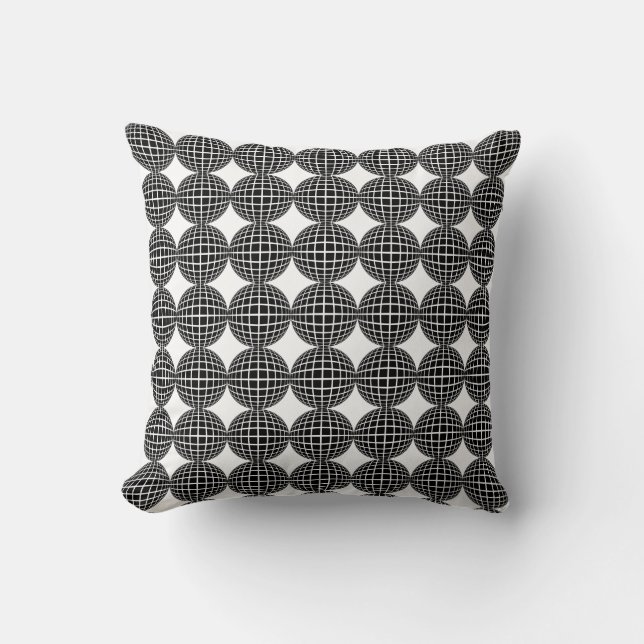 Abstrakte geometrische Form Schwarz/Weiß Kissen (Vorderseite)