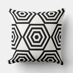 Abstrakte geometrische Form von Hexagon in Schwarz Kissen