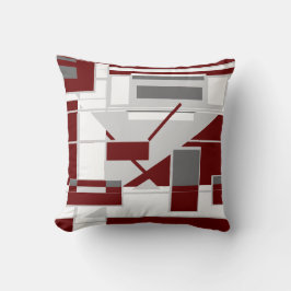 Abstrakte geometrische Formen des Grau Burgundy Kissen