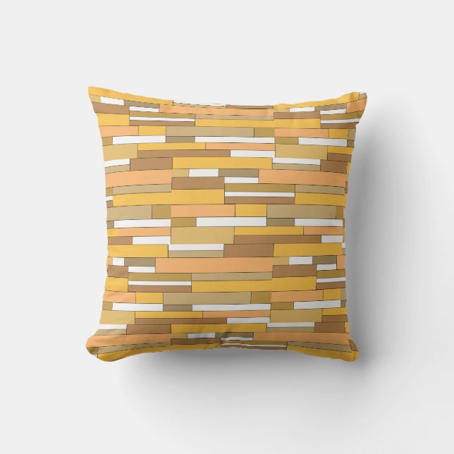 Abstrakte geometrische Formen in Beige- und Pfirsi Kissen (Vorderseite)