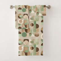 Abstrakte geometrische Formen in Grün, Beige, Brau