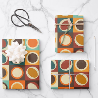Abstrakte geometrische Formen in Retrofarben Geschenkpapier Set
