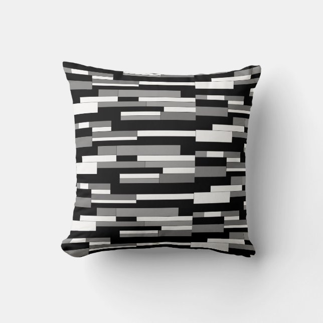 Abstrakte geometrische Formen in Schwarz, Grau und Kissen (Vorderseite)