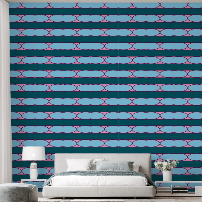 Abstrakte geometrische Formen Muster Rosa Blau Tapete (Schlafzimmer)