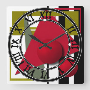 Abstrakte, geometrische Formen Quadratische Wanduhr