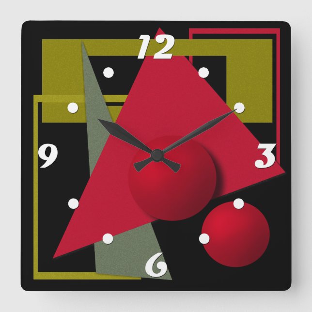 Abstrakte, geometrische Formen Quadratische Wanduhr (Vorderseite)