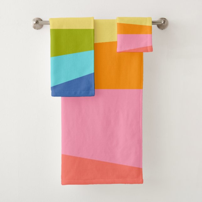 Abstrakte geometrische Formen | Regenbogen   Badhandtuch Set (Insitu)