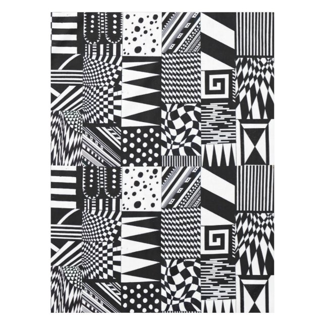 abstrakte geometrische Formen Schwarz-weiße Muster Tischdecke (Vorderseite)