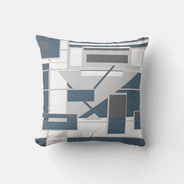 Abstrakte geometrische Formen von White Gray Slate Kissen (Vorderseite)