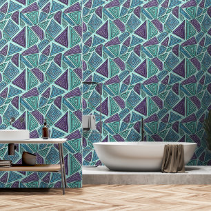 Abstrakte geometrische Formen, Wirbel, Lila, Aqua Tapete