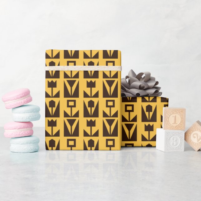 Abstrakte geometrische Gelbblume Geschenkpapier (Babyparty)