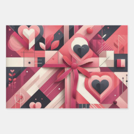 Abstrakte geometrische Herzen und fette Farbblöcke Geschenkpapier Set