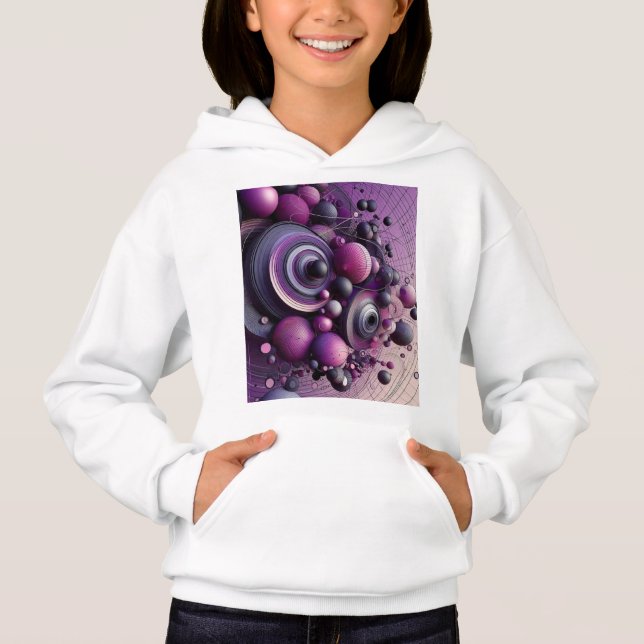 Abstrakte geometrische Hoodie für Mädchen (Vorderseite)