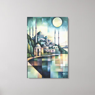 Abstrakte geometrische Istanbul-Skyline Hagia Soph Leinwanddruck