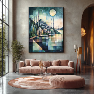 Abstrakte geometrische Istanbul-Skyline Hagia Soph Leinwanddruck