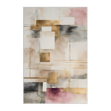 Abstrakte geometrische Kunst in Rosa Grau und Gold