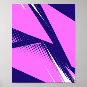 Abstrakte geometrische Kunst mit dunkelblauem Hint Poster