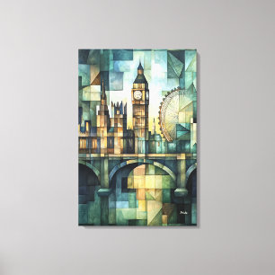 Abstrakte geometrische London-Skyline mit Big Ben Leinwanddruck