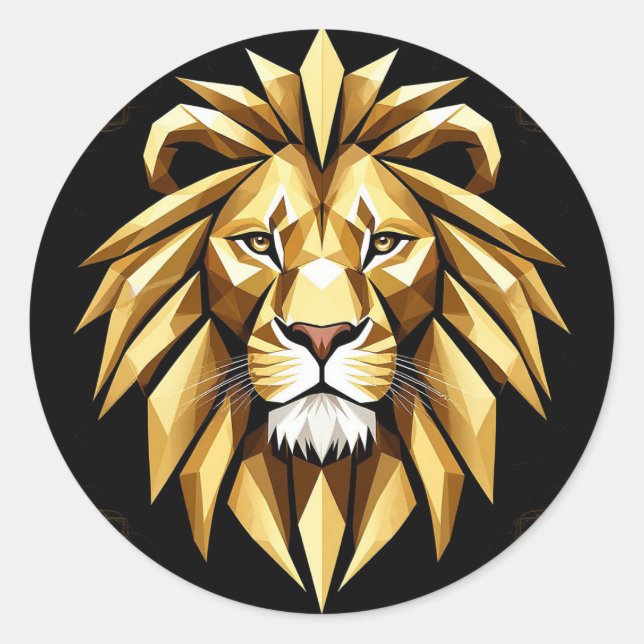 Abstrakte Geometrische Löwenkunst mit intensivem G Runder Aufkleber (Vorderseite)