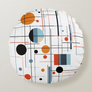 Abstrakte geometrische moderne minimalistische Lin Rundes Kissen