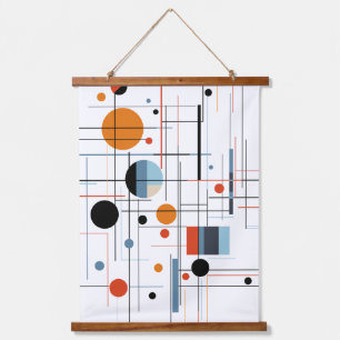 Abstrakte geometrische moderne minimalistische Lin Wandteppich Mit Holzrahmen
