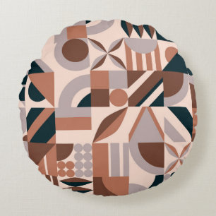 Abstrakte geometrische Mosaikform Rundes Kissen