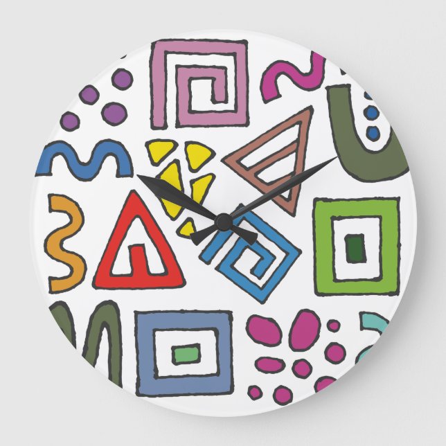 Abstrakte geometrische Muster moderner Designs Große Wanduhr (Vorderseite)