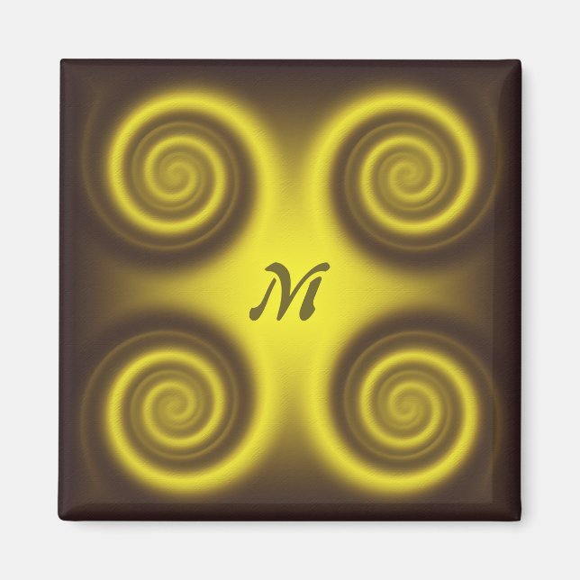 Abstrakte geometrische Neontextur.Monogramm Magnet (Vorne)