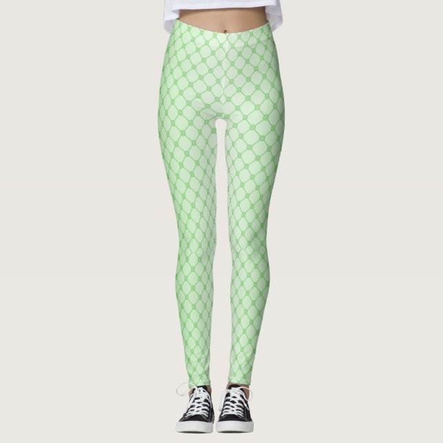 Abstrakte geometrische Netze grüner Linien Leggings (Vorderseite)