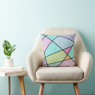 Abstrakte geometrische Niedliche Pastellfarbe Blau Kissen
