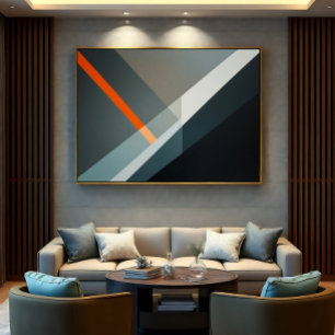 Abstrakte geometrische orange Akzent Leinwanddruck