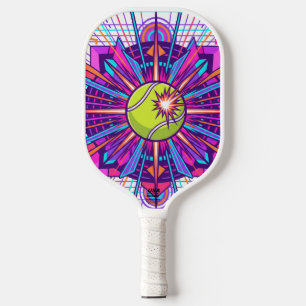 Abstrakte geometrische Padel-Ball-Sportillustratio Pickleball Schläger