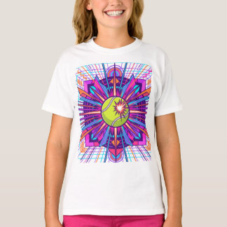 Abstrakte geometrische Padel-Ball-Sportillustratio T-Shirt