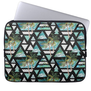 Abstrakte geometrische Palmen u. Wellen-Muster Laptopschutzhülle