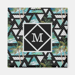 Abstrakte geometrische Palmen u. Wellen-Muster Magnet