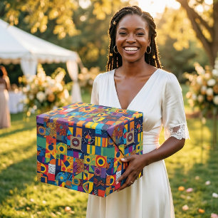 Abstrakte geometrische Patchwork-afrikanisch-ameri Geschenkpapier