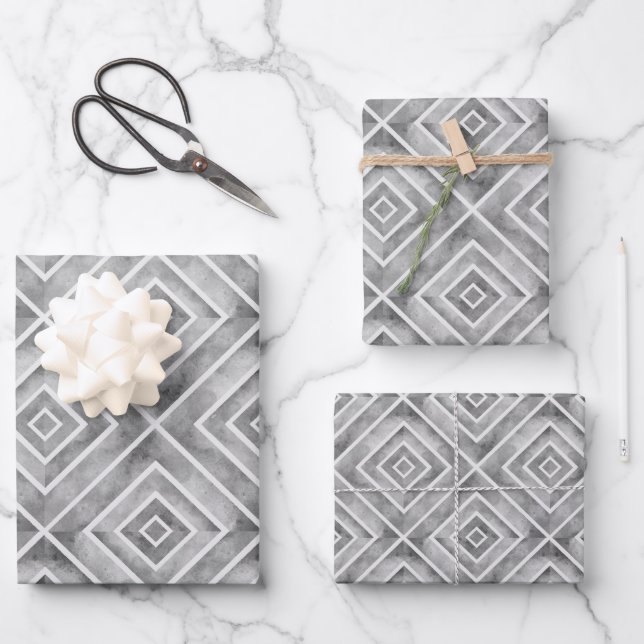 Abstrakte geometrische quadratische Fliesen Geschenkpapier Set (Vorderseite)