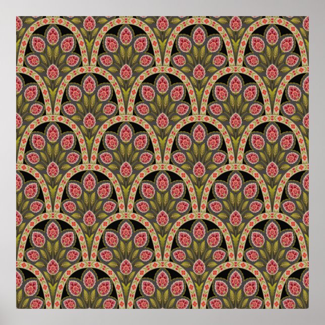 abstrakte geometrische Schleimmotif-Blume-Musterku Poster (Vorne)