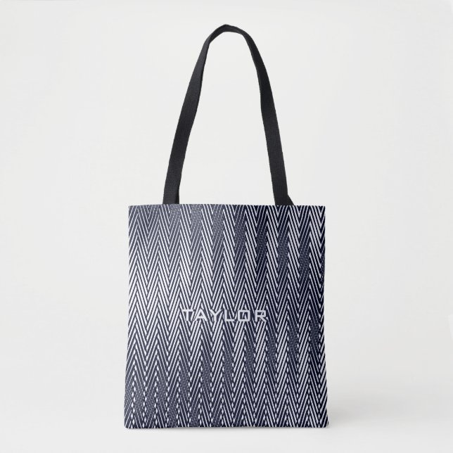 Abstrakte geometrische Schwarz-Weiß-Streifen, trip Tasche (Vorderseite)