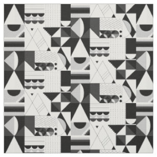 Abstrakte geometrische Schwarz-weiße Formen modern Stoff