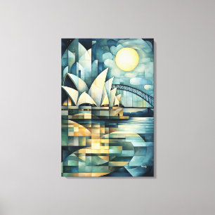 Abstrakte geometrische Skyline von Sydney mit Oper Leinwanddruck
